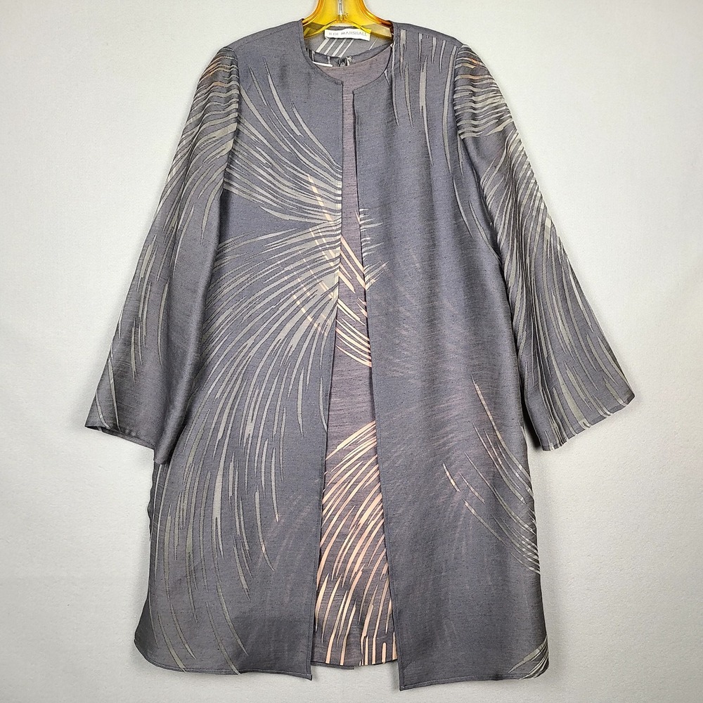 VTG Ildi Marshall Two-Piece Shift & Jacket Dress, Gray, Women's 8 Viscose Linen